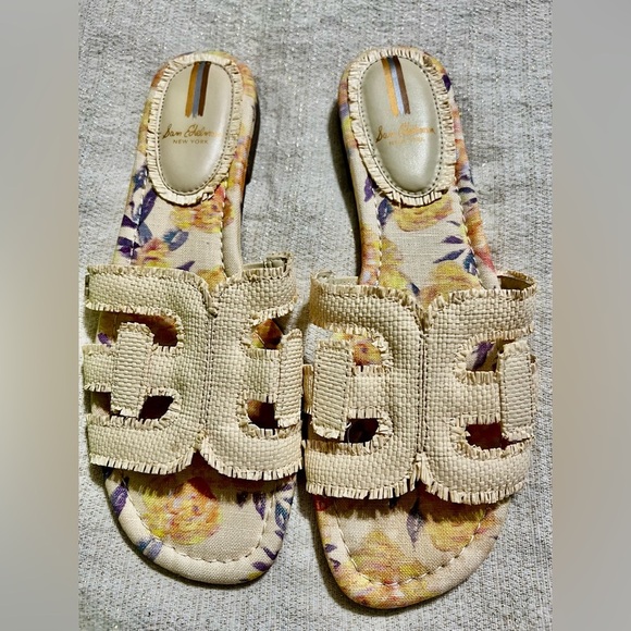 NEW Sam Edelman Bray Fray Wheat Weave Slide Sandals -Size 9.5 - Picture 2 of 8